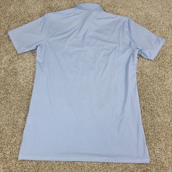 Holderness & Bourne Tailored Fit Mens Medium Blue Geometric Performance Polo - Picture 3 of 6